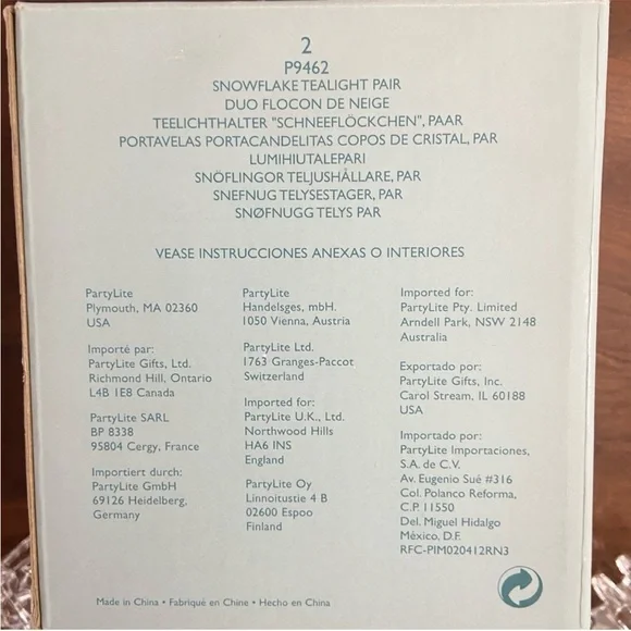 PartyLite Snowflake Crystal Tealight Pair NEW Retired Candle Holder - Picture 4 of 5